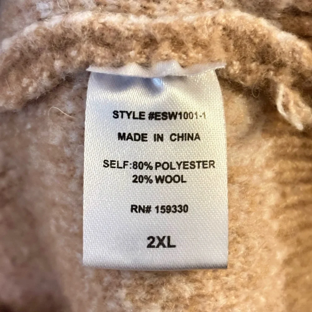 Oversized Aztec Print Sweater – Tan & White - Picture 7 of 7